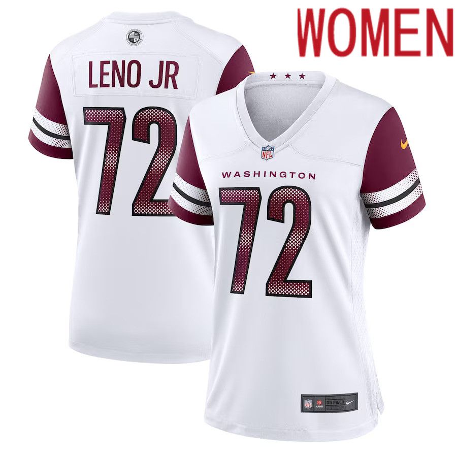 Women Washington Commanders 72 Charles Leno Jr. Nike White Away Game Player NFL Jersey